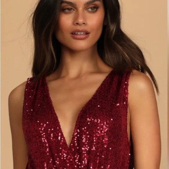 Lulus Tops - lulus Red Sequins formal body suit Size Small